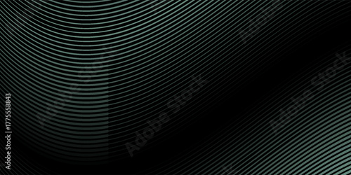 Abstract background with waves for banner. Medium banner size. Vector background with lines. Element for design isolated on black.