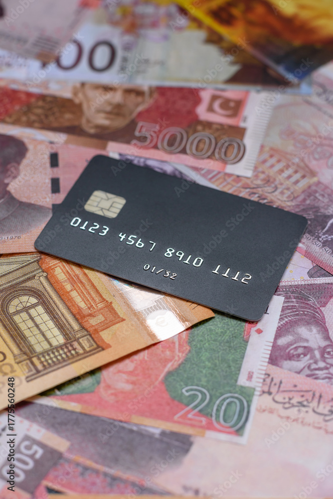 Obraz premium A credit card for contactless cashless payments via a terminal or online. A credit card