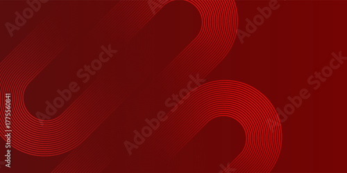 Abstract red background with glowing curve lines. Modern shiny red gradient geometric circle lines pattern. Futuristic concept. Suit for banner, web, poster, pamflet, brochure and presentation