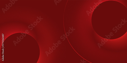 Abstract red background with glowing curve lines. Modern shiny red gradient geometric circle lines pattern. Futuristic concept. Suit for banner, brochure, poster, presentation, cover, website