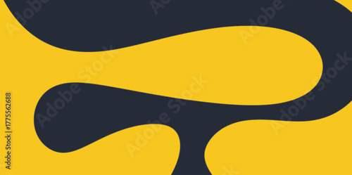 Abstract Yellow and Dark Gray Wave Vector Illustration Background.  Dynamic and fluid abstract background illustration with flowing, wavy shapes.