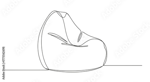 Bean bag chair in minimalist line art on white background