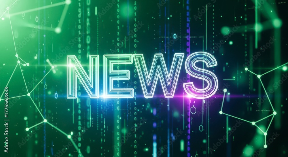 Obraz premium Abstract digital news background with glowing text effect