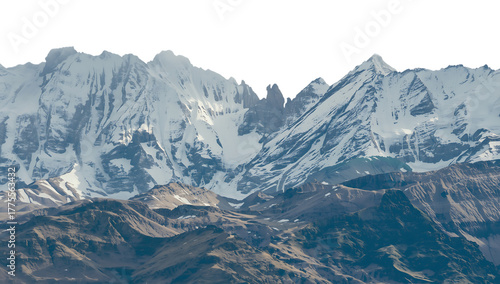 Majestic snow-capped mountain range with rugged foothills under a dark sky mountains peaks png