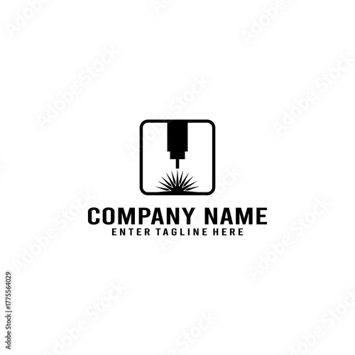 CNC machine illustration logo design, abstract, laser beam sparks, laser cutting, metalworking, element, machining, computer, stainless, modern, industrial, engineering, symbol, sign, laser, cutting, 