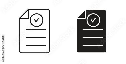 Approved document icon simple vectors in black, suitable for projects