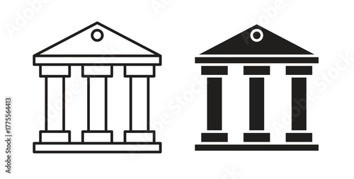 Bank icon simple vectors in black, suitable for projects