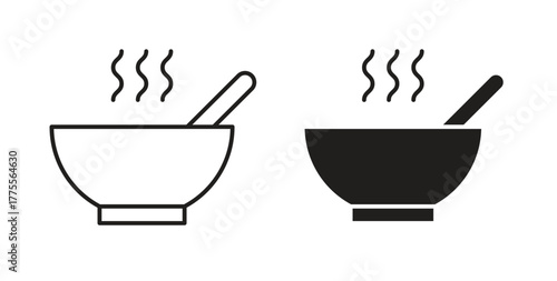 Bowl of soup icon simple vectors in black, suitable for projects