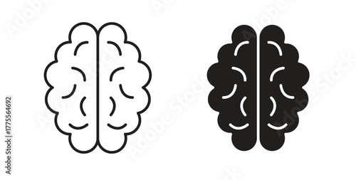 Brain icon simple vectors in black, suitable for projects