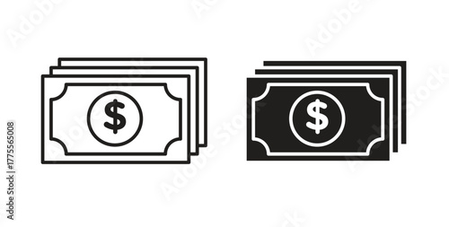 Cash icon simple vectors in black, suitable for projects