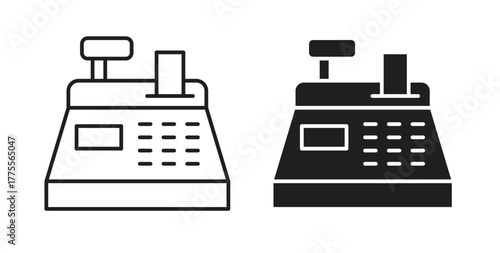 Cash register icon simple vectors in black, suitable for projects