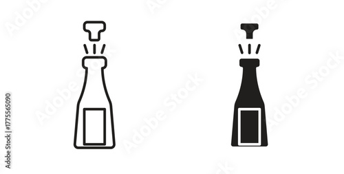 Champagne bottle icon simple vectors in black, suitable for projects
