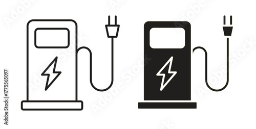 Charging station icon simple vectors in black, suitable for projects
