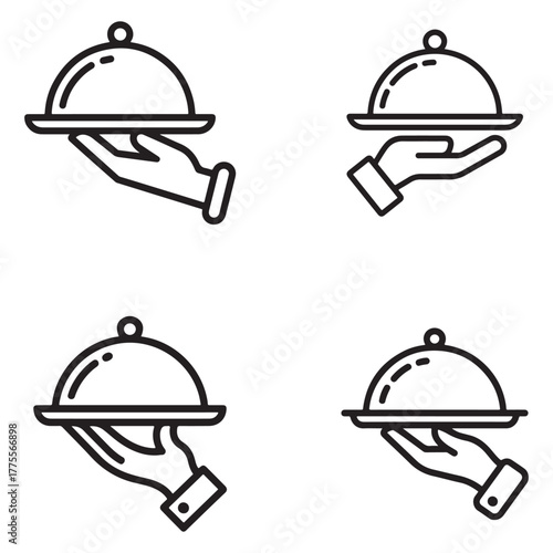 Outline of a hand holding a tray silhouette