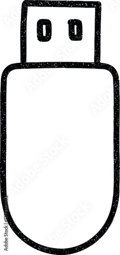 Simple hand drawn icon of a usb flash drive on white background
