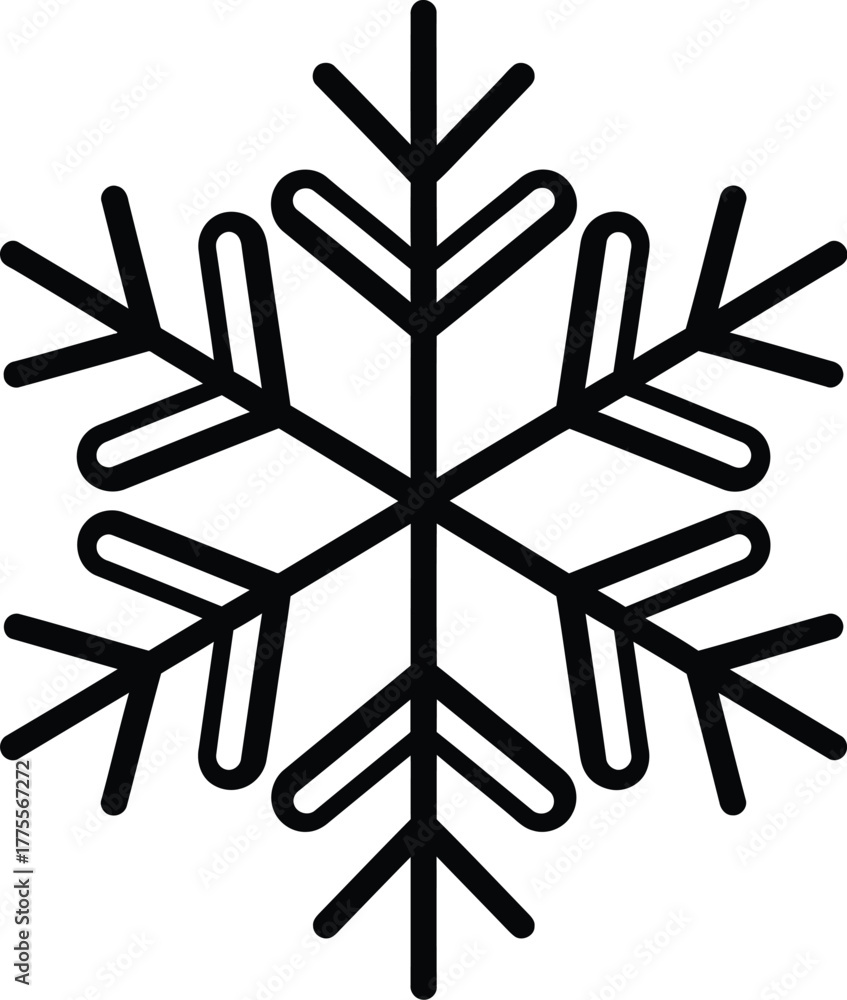 Fototapeta premium Stylized snowflake icon vector illustration for winter and cold weather concepts.
