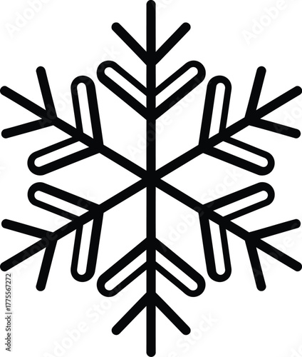 Stylized snowflake icon vector illustration for winter and cold weather concepts.