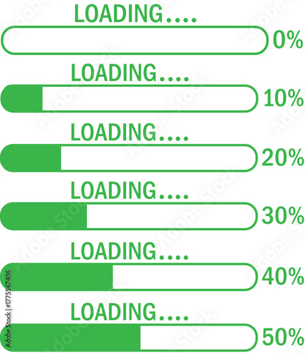 0% TO 50% Loading, 0% TO 50% Progress Bar, Progress Loading Bar Vector Illustration