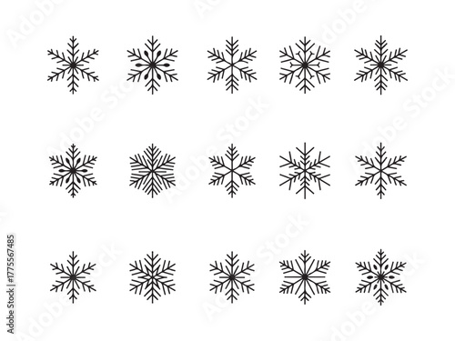 Snowflakes Array: An array of intricate snowflake designs, each a unique testament to the winter's beauty and nature's artistry. These delicate symbols evoke feelings of coolness and winter magic.