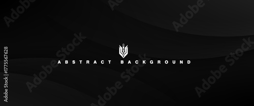 Dark black background abstract 3D geometric with wave effect decoration. black background effect.