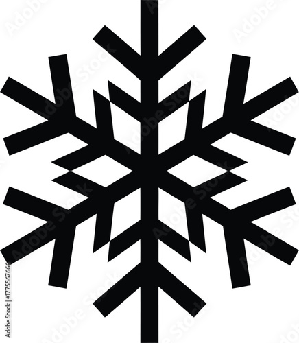 Stylized black snowflake icon representing cold, winter, and frost in a simple graphic design.