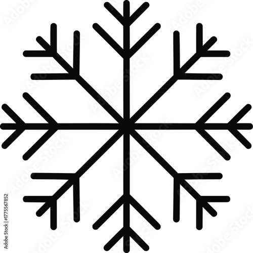 Stylized snowflake vector illustration, minimalist design for winter and cold weather themes
