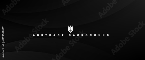 Dark black background abstract 3D geometric with wave effect decoration. black background effect.