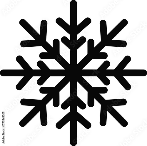 Simple black snowflake icon graphic design vector illustration for winter season theme