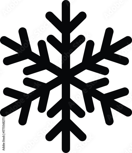 Simple snowflake icon for winter and cold weather graphics, vector art illustration