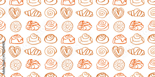 Tableau sur toile Pastry seamless pattern on white background