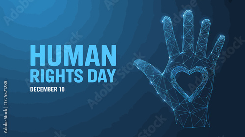 Celebrating Human Rights Day on December 10 with Universal Values and Global Solidarity Illustrated by a Connected Hand with a Heart Symbol