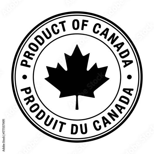 Product of Canada Seal with Maple Leaf Symbolizing Canadian Origin and Authenticity for Commercial Use