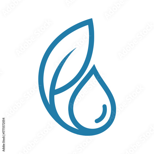 Blue leaf and water drop logo symbol vector