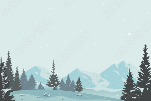 Winter landscape, background nature, snow