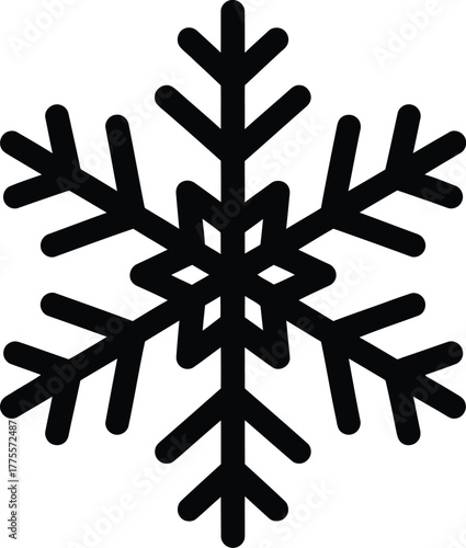 Six-pointed snowflake graphic icon symbolizing winter cold and frost with a simple outline.