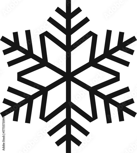 Simple geometric snowflake icon representing winter, cold, and frost in a clean line art style