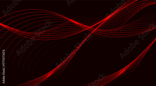 A sophisticated abstract background showcases smooth, undulating red lines layered over a dark backdrop, creating a dynamic and modern visual with an elegant, rhythmic flow