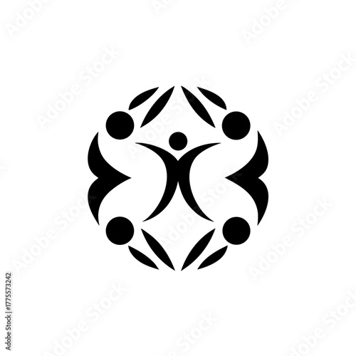 Abstract community people circle on transparent background silhouette