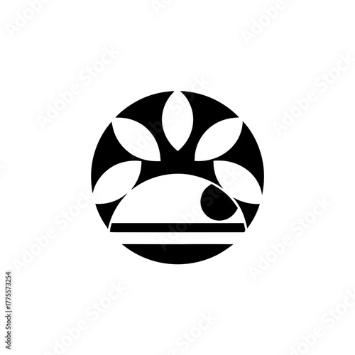Abstract floral circle design art on transparent background silhouette