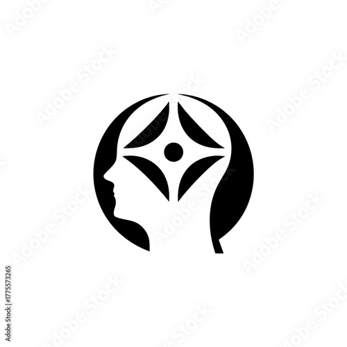 Abstract head with floral design on transparent background silhouette