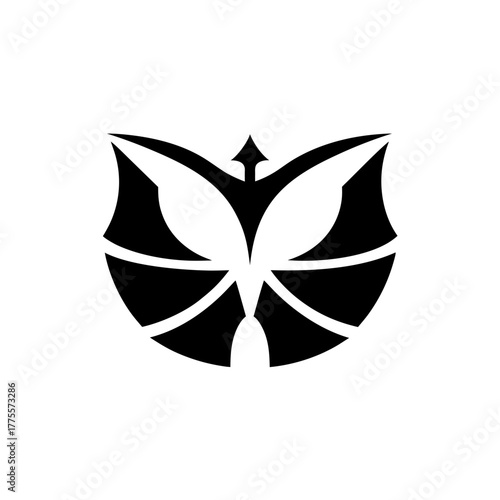 Abstract owl design in black ink on transparent background silhouette