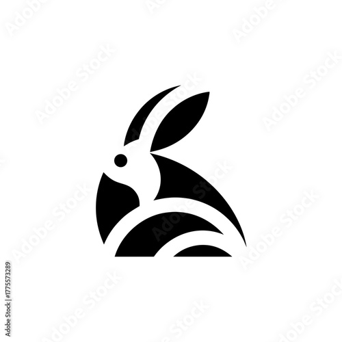 Stylized rabbit graphic design on transparent background silhouette