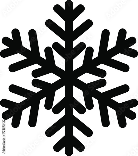 Simple black snowflake icon vector graphic design winter frost cold weather element symbol