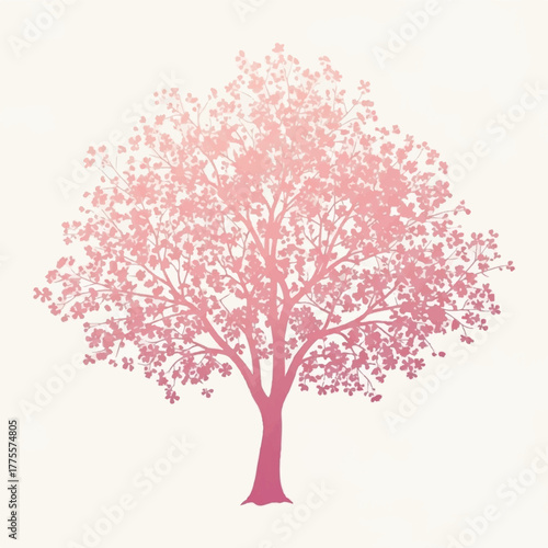 Delicate pink tree silhouette with a soft, organic texture, evoking a sense of nature and tranquility
