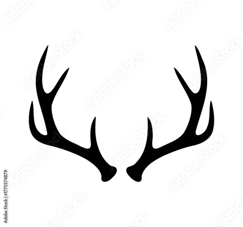 deer horn  vector on white background. deer antlers silhouette vector flat illustration design.