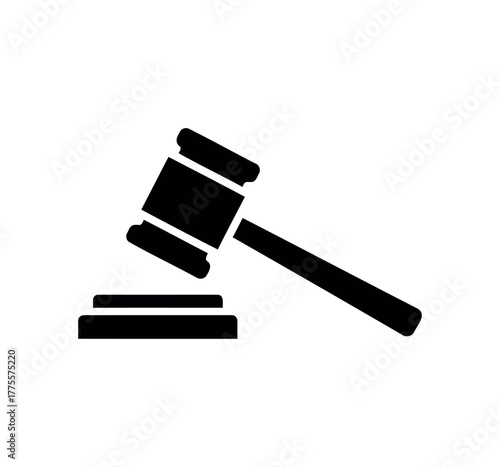 judge hammer vector icon on white background. justice gavel silhouette vector flat illustration design. Gavel flat vector icon for law apps and websites.
