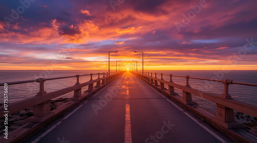 Stunning bridge view under vibrant sunset sky