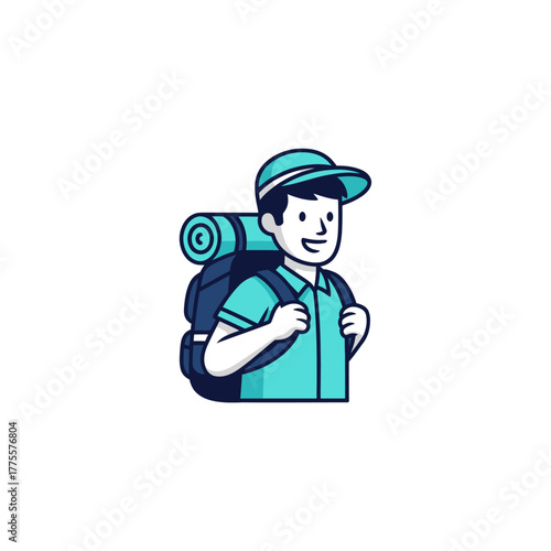 Happy traveler with backpack and hat ready for adventure and exploration journey