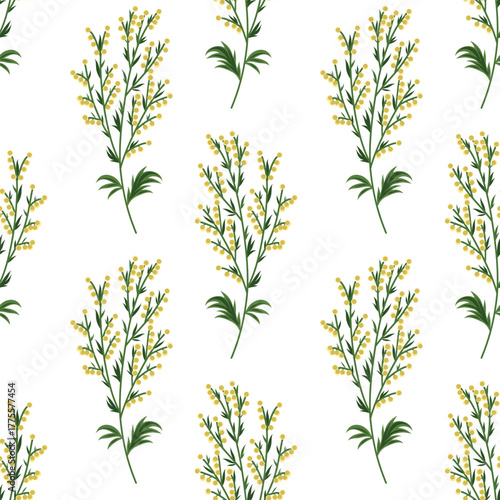 Sagebrush seamless pattern. Sage sprig pattern. Botanical Background for wallpapers, wedding, wrapping paper, textile