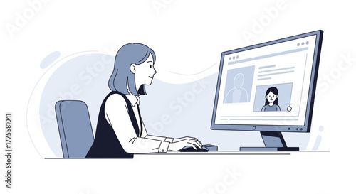 Online Interaction: A Woman Engaged In Digital Communication and Remote Connections